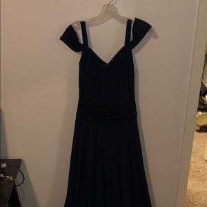 Navy blue gown off the shoulder